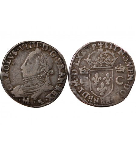 HENRI III, AU NOM DE CHARLES IX - TESTON ARGENT 1575 M TOULOUSE