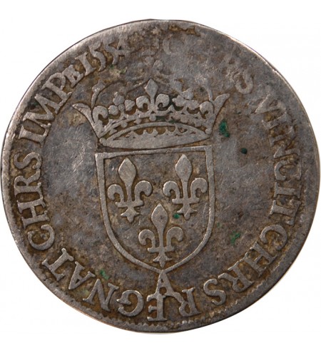 HENRI II - TESTON ARGENT 1554 A PARIS