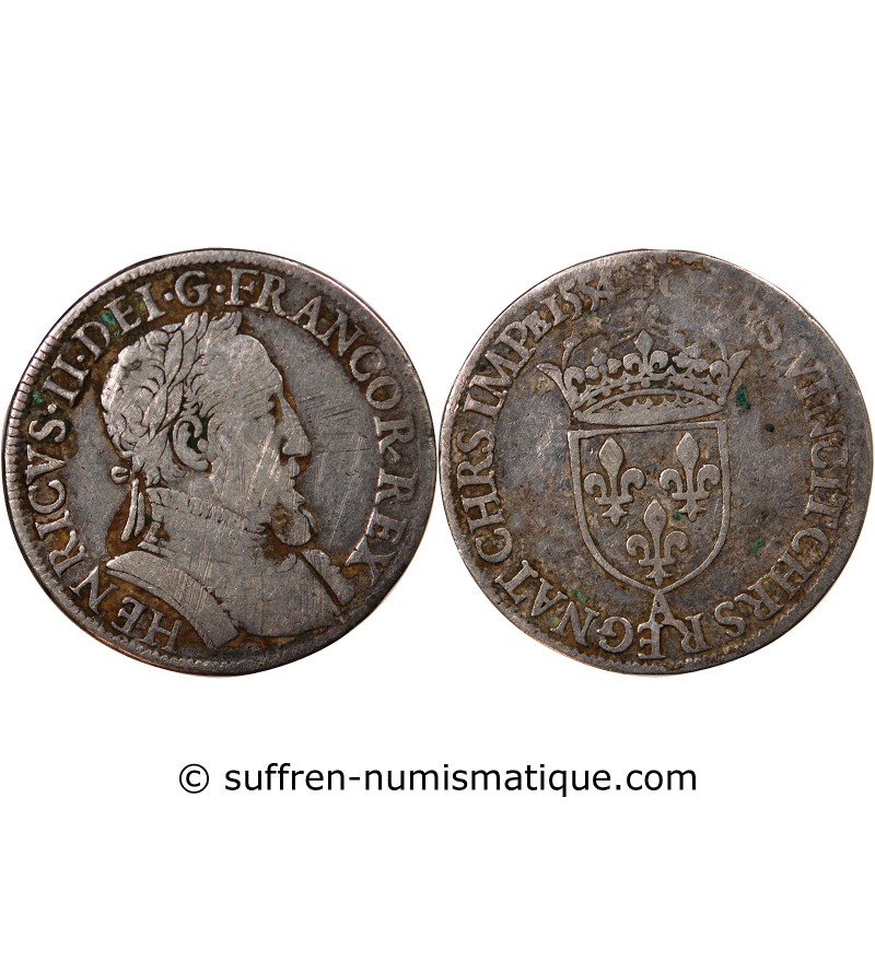 HENRI II - TESTON ARGENT 1554 A PARIS