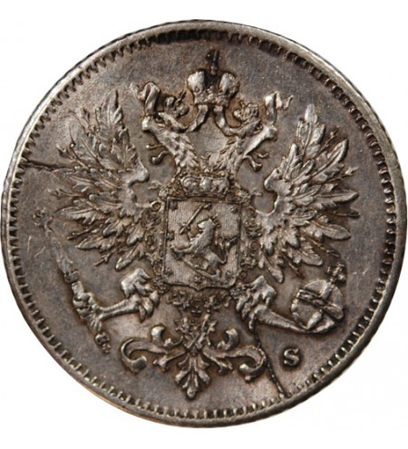 FINLANDE, NICOLAS II - 25 PENNIÄ ARGENT 1916 S