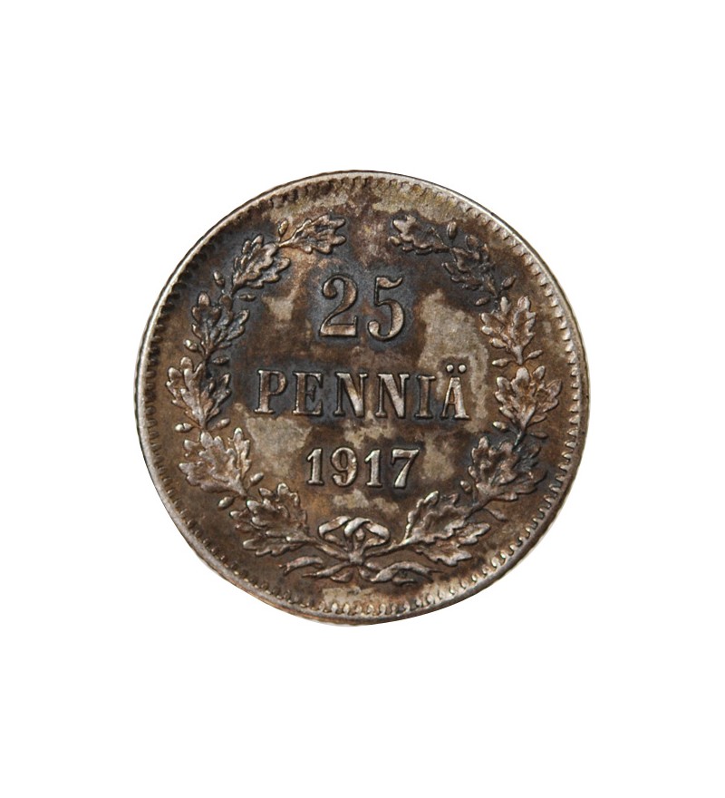 FINLANDE, NICOLAS II - 25 PENNIÄ ARGENT 1917 S