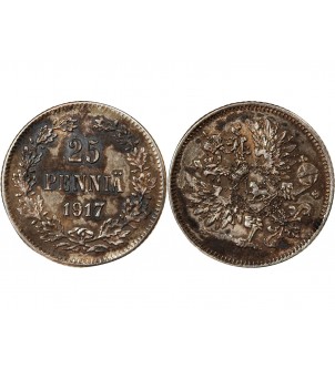 FINLANDE, NICOLAS II - 25 PENNIÄ ARGENT 1917 S 2