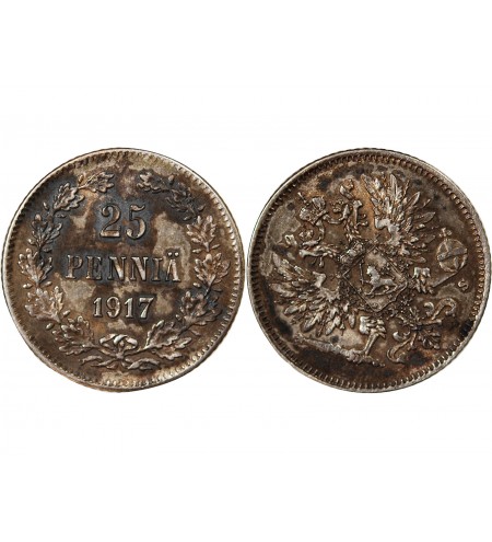 FINLANDE, NICOLAS II - 25 PENNIÄ ARGENT 1917 S