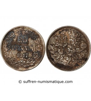 FINLANDE, NICOLAS II - 25 PENNIÄ ARGENT 1917 S