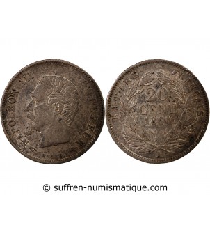 NAPOLEON III, TÊTE NUE - 20 CENTIMES ARGENT 1860 A PARIS