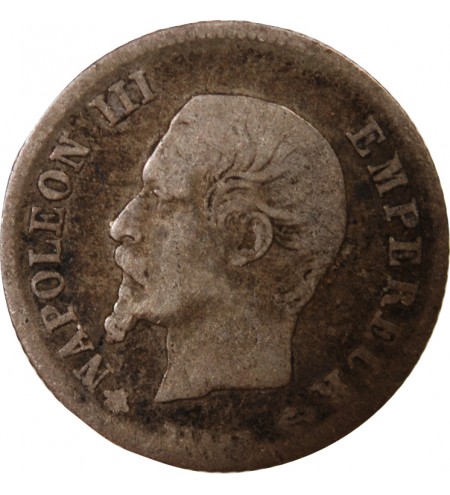 NAPOLEON III, TÊTE NUE - 20 CENTIMES ARGENT 1860 BB STRASBOURG