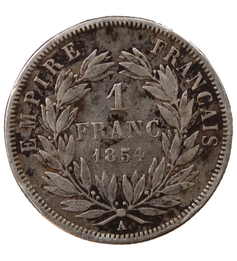 NAPOLEON III, TÊTE NUE - 1 FRANC ARGENT 1854 A PARIS
