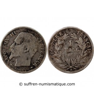 NAPOLEON III, TÊTE NUE - 1 FRANC ARGENT 1854 A PARIS
