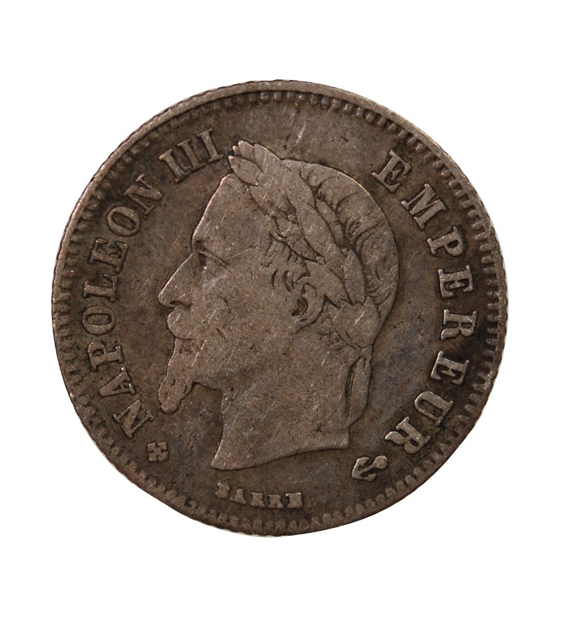 NAPOLEON III, TÊTE LAURÉE - 20 CENTIMES ARGENT 1864 BB STRASBOURG