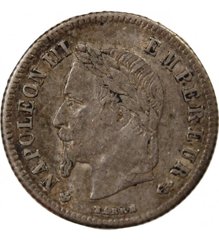 NAPOLEON III, TÊTE LAURÉE - 20 CENTIMES ARGENT 1866 BB STRASBOURG