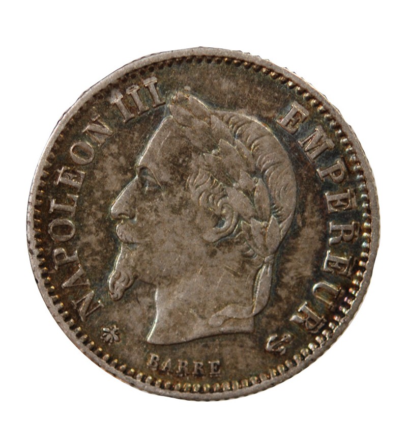 NAPOLEON III, TÊTE LAURÉE - 20 CENTIMES ARGENT 1868 A PARIS