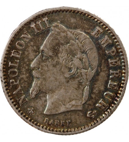 NAPOLEON III, TÊTE LAURÉE - 20 CENTIMES ARGENT 1868 A PARIS