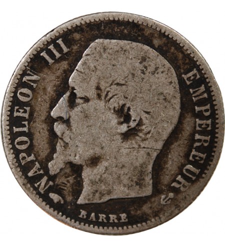 NAPOLEON III, TÊTE NUE - 50 CENTIMES ARGENT 1859 A PARIS