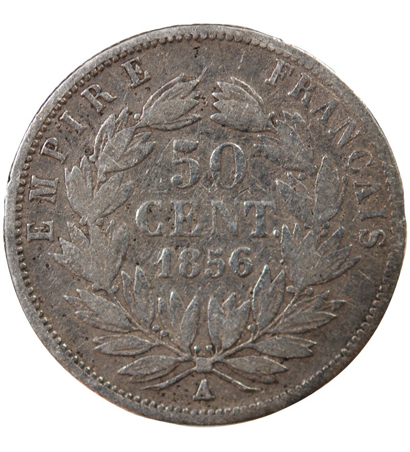 NAPOLEON III, TÊTE NUE - 50 CENTIMES ARGENT 1856 A PARIS
