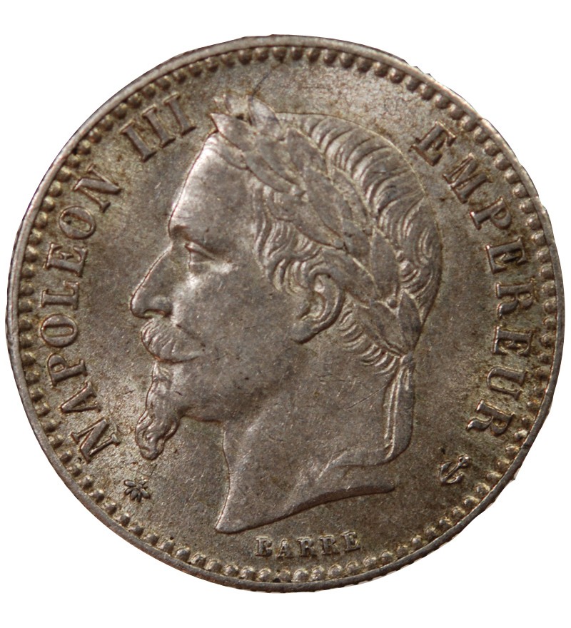 NAPOLEON III, TÊTE LAURÉE - 50 CENTIMES ARGENT 1865 A PARIS
