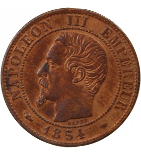 NAPOLEON III, TÊTE NUE - 1 CENTIME 1854 MA MARSEILLE