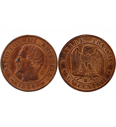 NAPOLEON III, TÊTE NUE - 1 CENTIME 1854 MA MARSEILLE