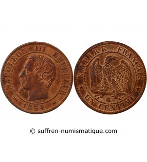 NAPOLEON III, TÊTE NUE - 1 CENTIME 1854 MA MARSEILLE