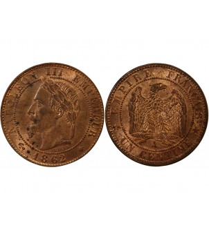 NAPOLEON III, TÊTE LAURÉE - 1 CENTIME 1862 A PARIS 2