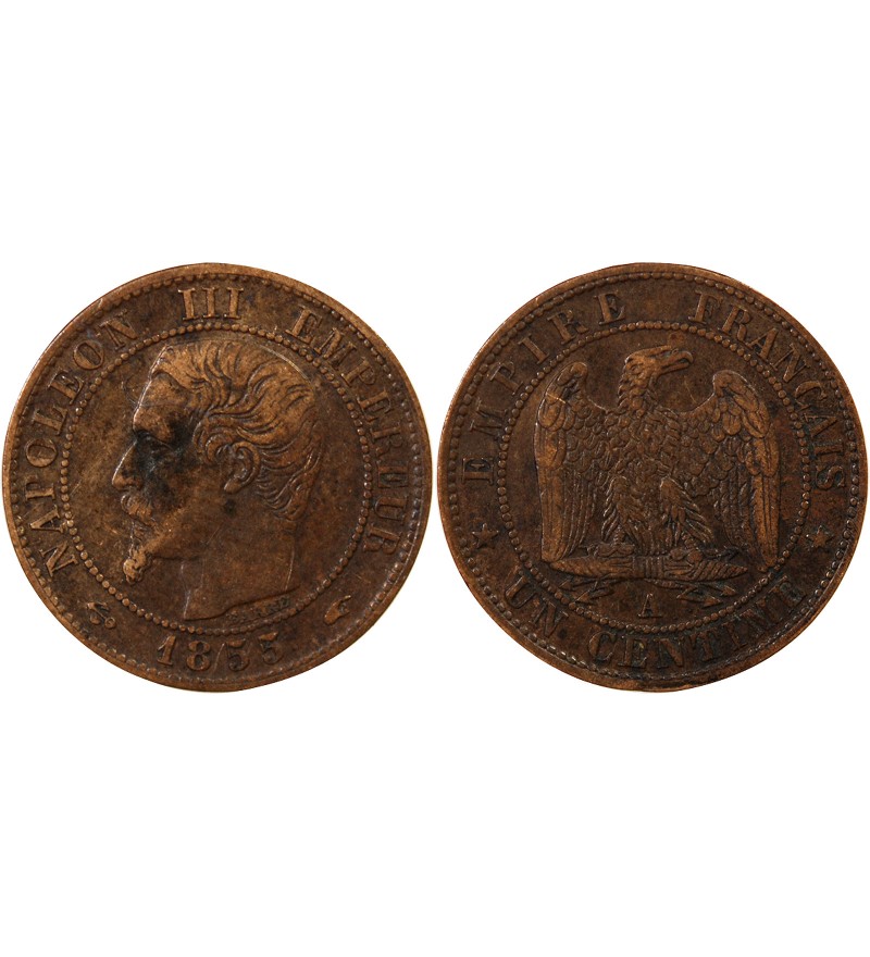 NAPOLEON III, TÊTE NUE - 1 CENTIME 1855 A PARIS - Ancre