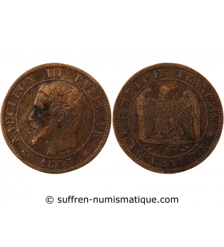 NAPOLEON III, TÊTE NUE - 1 CENTIME 1855 A PARIS - Ancre