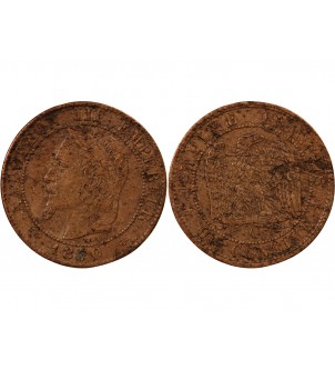 NAPOLEON III, TÊTE LAURÉE - 1 CENTIME 1870 A PARIS 2