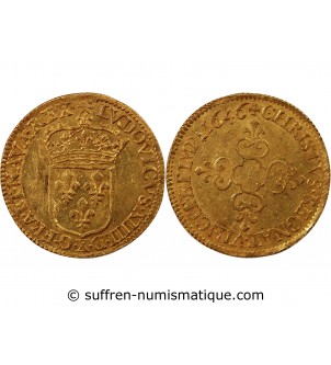LOUIS XIV - ECU D'OR AU SOLEIL 1646 X AMIENS