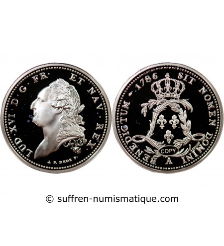 LOUIS XVI, L'écu de Calonne 1786 - MEDAILLE BE ARGENT 999,99%