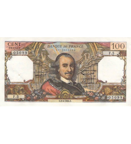FRANCE, CORNEILLE - 100 FRANCS 02/04/1964 - SÉRIE F.5 - TTB+