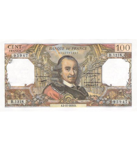 FRANCE, CORNEILLE - 100 FRANCS 02/11/1978 - SÉRIE B.1218 - SUP+