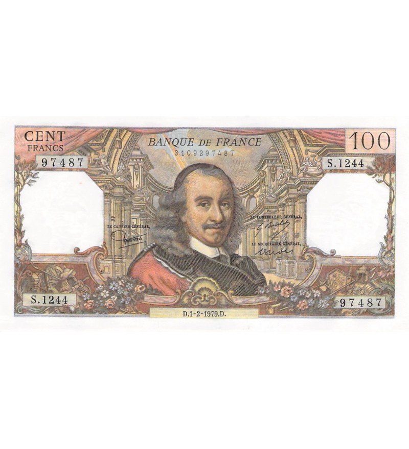 FRANCE, CORNEILLE - 100 FRANCS 01/02/1979 - SÉRIE B.1244 - SUP+