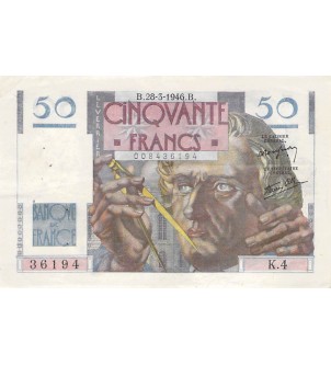 FRANCE - 50 FRANCS LE VERRIER 28/03/1946 - SÉRIE C.4 - TTB
