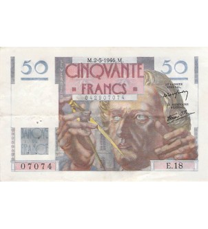 FRANCE - 50 FRANCS LE VERRIER 02/05/1946 - SÉRIE E.18 - TTB 2
