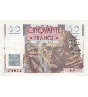 FRANCE - 50 FRANCS LE VERRIER 02/10/1947 - SÉRIE P.91 - PSUP 2