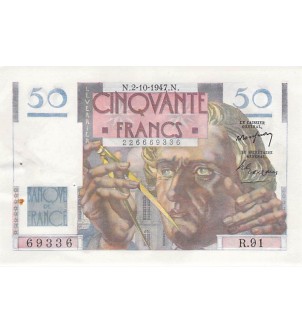 FRANCE - 50 FRANCS LE VERRIER 02/10/1947 - SÉRIE P.91 - PSUP 2