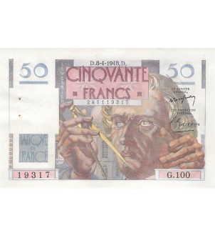 FRANCE - 50 FRANCS LE VERRIER 08/04/1948 - SÉRIE G.100 - SUP 2