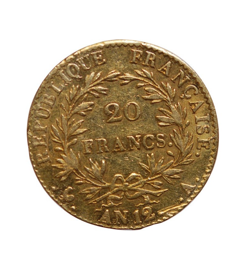 20 FRANCS OR BONAPARTE 1er CONSUL AN 12 A PARIS