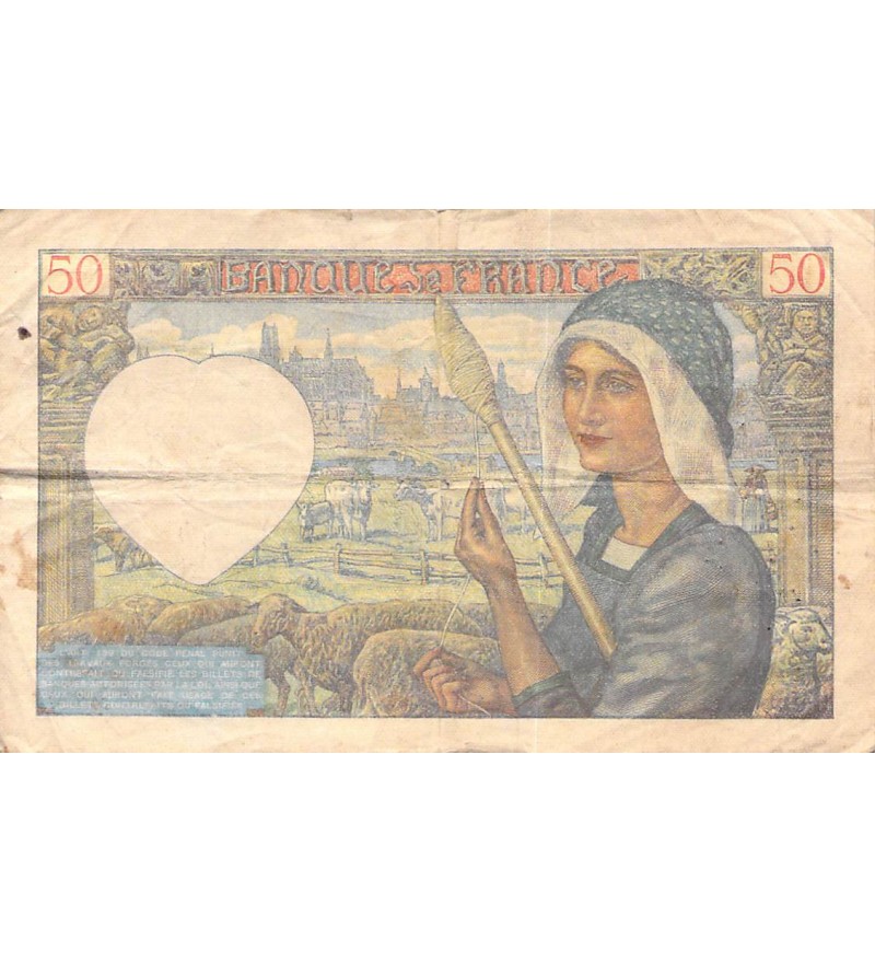 FRANCE, JACQUES COEUR - 50 FRANCS 11/09/1941 - SÉRIE J.117 - TB