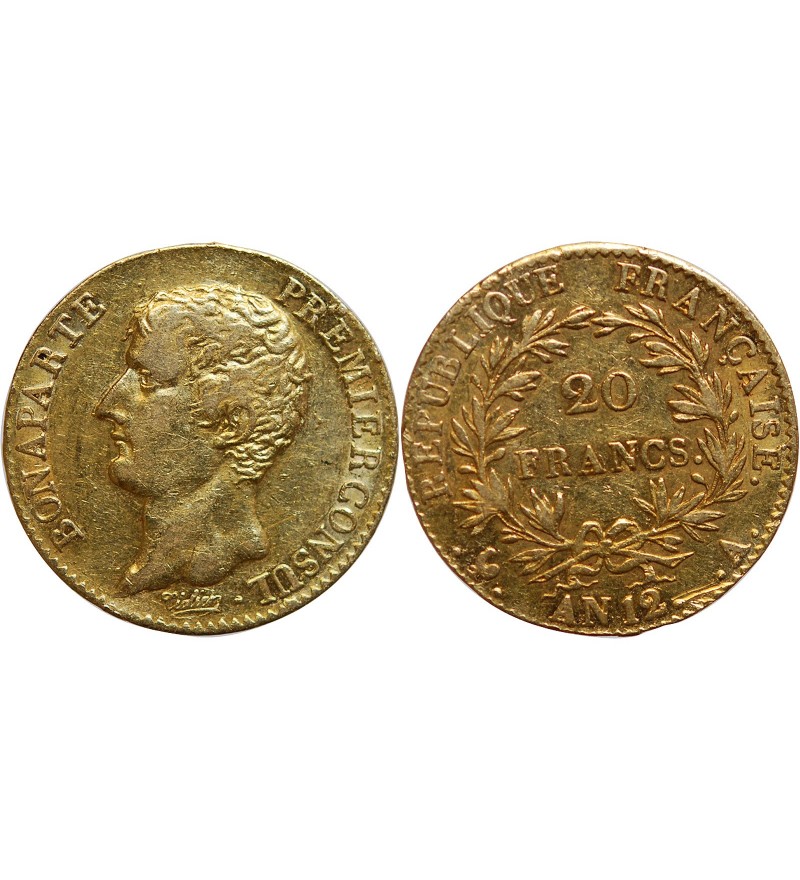 20 FRANCS OR BONAPARTE 1er CONSUL AN 12 A PARIS