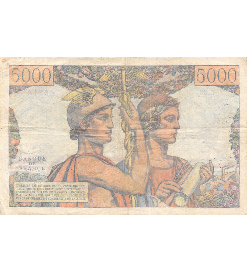 FRANCE - 5000 FRANCS TERRE ET MER 01/02/1951 - SERIE L.39 - TB+