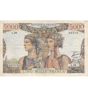 FRANCE - 5000 FRANCS TERRE ET MER 01/02/1951 - SERIE L.39 - TB+ 2