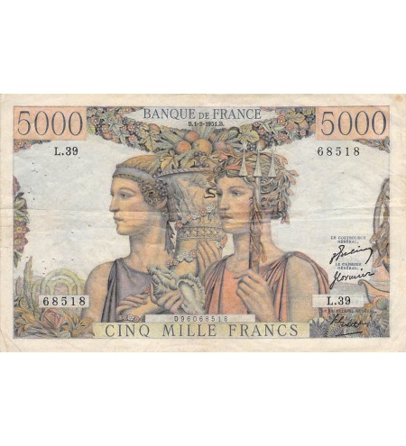 FRANCE - 5000 FRANCS TERRE ET MER 01/02/1951 - SERIE L.39 - TB+