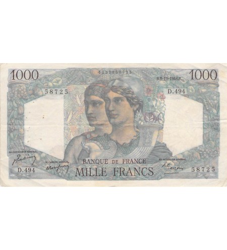 FRANCE, MINERVE ET HERCULE - 1000 FRANCS 02/12/1948 - SERIE D.494 - TB+