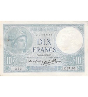 FRANCE - 10 FRANCS MINERVE 06/04/1939 - TTB