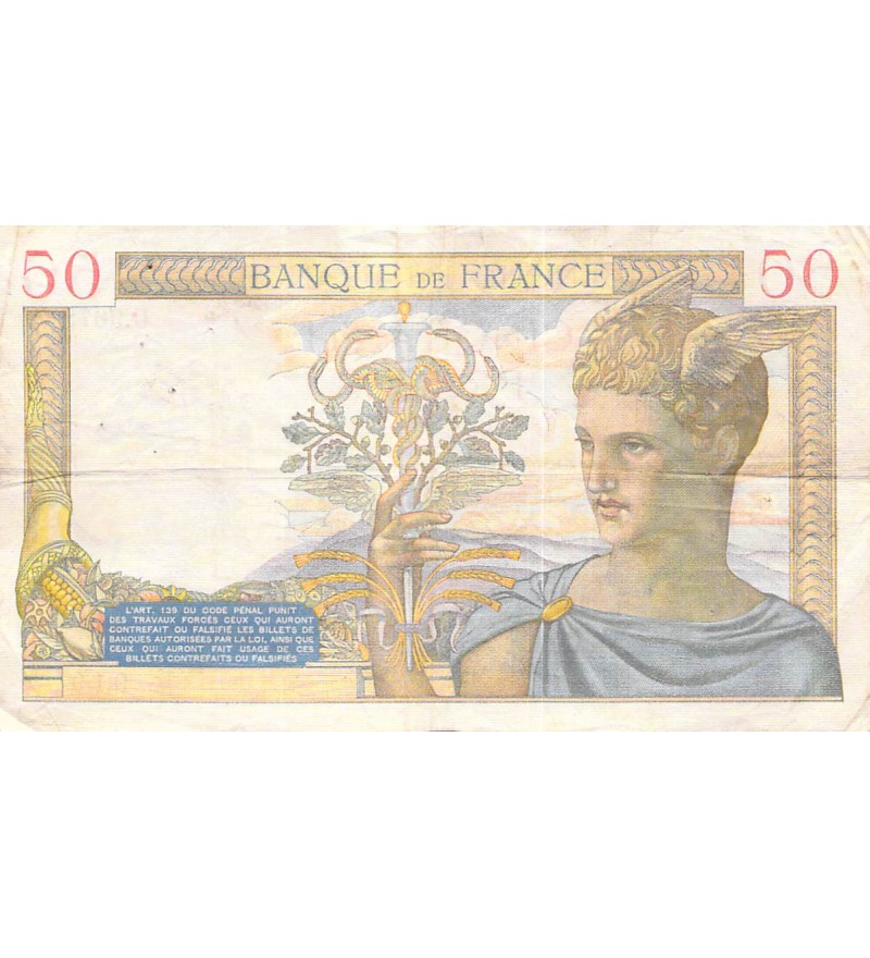 FRANCE - 50 FRANCS CERES 16/02/1939 - TB+
