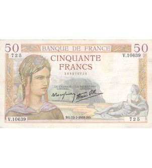 FRANCE - 50 FRANCS CERES 13/07/1939 - TB+ 2