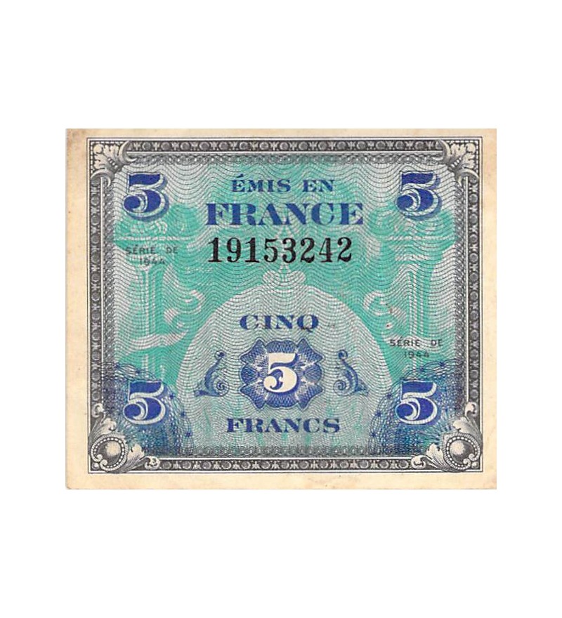 IMPRESSION AMERICAINE - 5 FRANCS DRAPEAU Type 1944 - TTB+