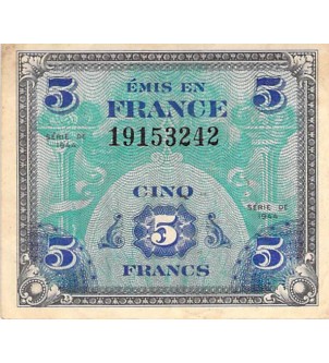 IMPRESSION AMERICAINE - 5 FRANCS DRAPEAU Type 1944 - TTB+ 2
