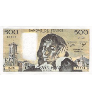 FRANCE - 500 FRANCS PASCAL 07/06/1979 - SÉRIE D.102 - TTB 2