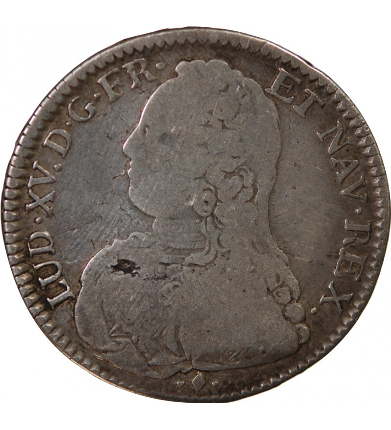 LOUIS XV - 1/2 ECU ARGENT AUX BRANCHES D'OLIVIER 1729 L BAYONNE